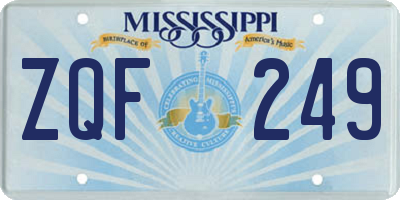 MS license plate ZQF249