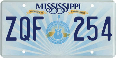 MS license plate ZQF254