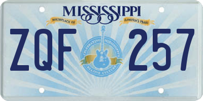 MS license plate ZQF257