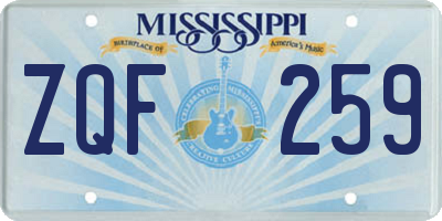 MS license plate ZQF259
