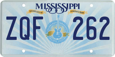 MS license plate ZQF262