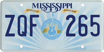 MS license plate ZQF265