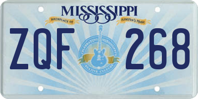 MS license plate ZQF268