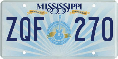 MS license plate ZQF270