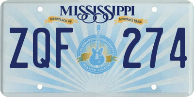 MS license plate ZQF274