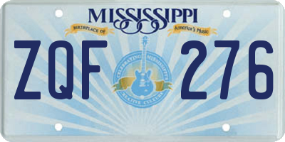 MS license plate ZQF276