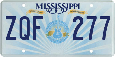 MS license plate ZQF277