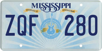 MS license plate ZQF280