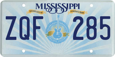 MS license plate ZQF285