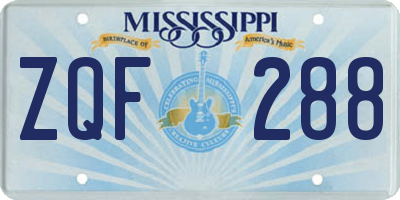 MS license plate ZQF288
