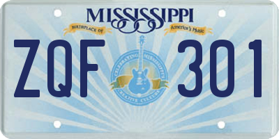 MS license plate ZQF301