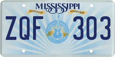 MS license plate ZQF303
