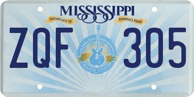 MS license plate ZQF305