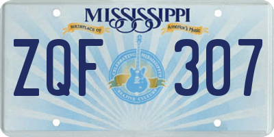 MS license plate ZQF307