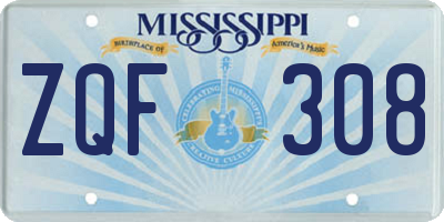 MS license plate ZQF308