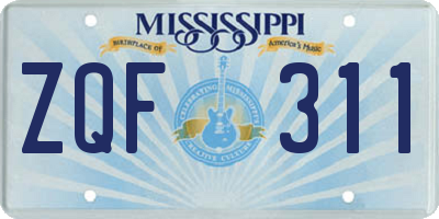MS license plate ZQF311