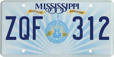 MS license plate ZQF312