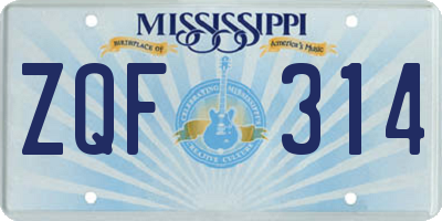 MS license plate ZQF314