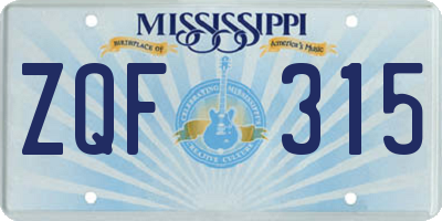 MS license plate ZQF315