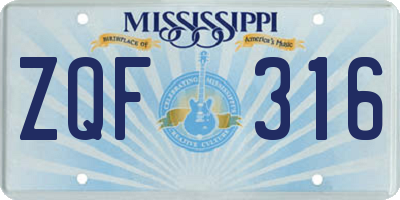 MS license plate ZQF316