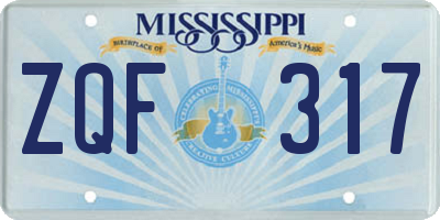 MS license plate ZQF317