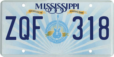 MS license plate ZQF318