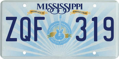 MS license plate ZQF319