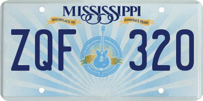 MS license plate ZQF320