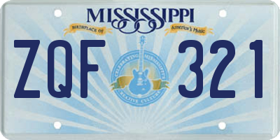 MS license plate ZQF321