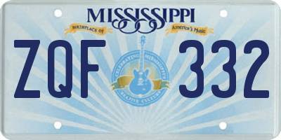 MS license plate ZQF332