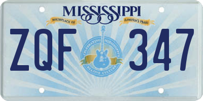 MS license plate ZQF347