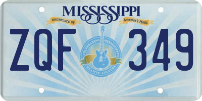 MS license plate ZQF349