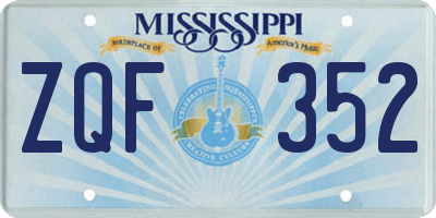 MS license plate ZQF352