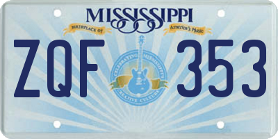 MS license plate ZQF353