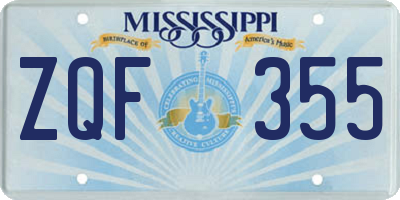 MS license plate ZQF355