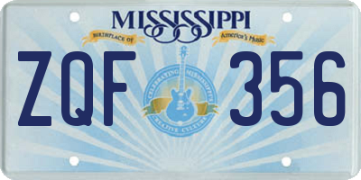 MS license plate ZQF356