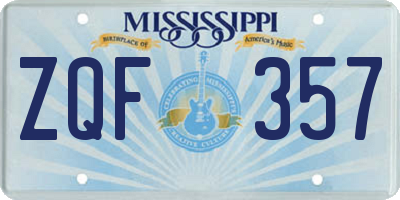 MS license plate ZQF357
