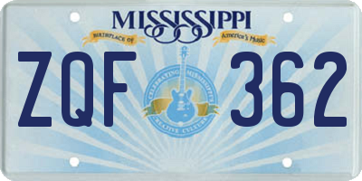 MS license plate ZQF362