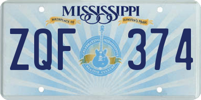 MS license plate ZQF374