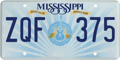 MS license plate ZQF375