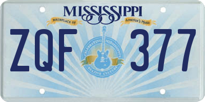 MS license plate ZQF377