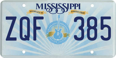 MS license plate ZQF385