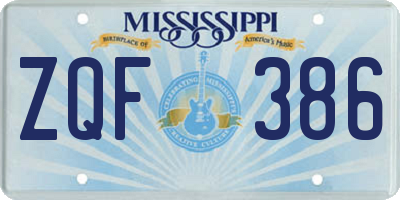 MS license plate ZQF386