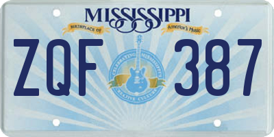 MS license plate ZQF387