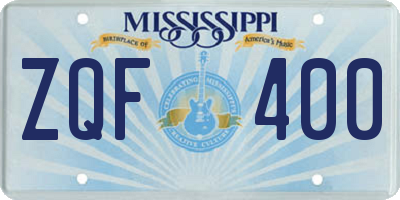 MS license plate ZQF400