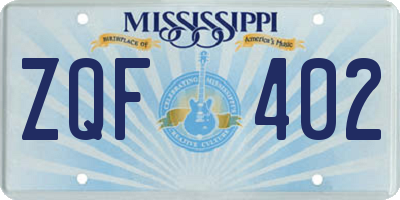 MS license plate ZQF402