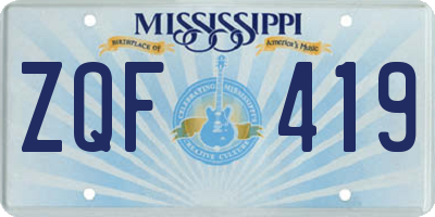 MS license plate ZQF419