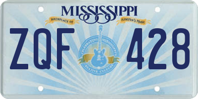 MS license plate ZQF428