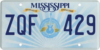 MS license plate ZQF429