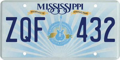 MS license plate ZQF432
